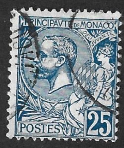 Monaco  Scott 21 Used 25c Prince Albert I stamp 2017 CV $5.00