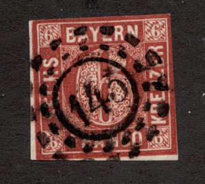 Sc#5 // SG11 - Bavaria Germany - 1850  - Used -  VG/F -  superfleas -