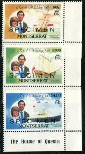 Montserrat SC#466, 467, 469 Royal Wedding o/p SPECIMEN MNH