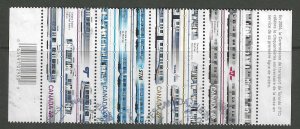 Canada #2031a Used vertical strip of 4, urban transit & light rail, issued 2004