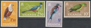 UGANDA 1965 BIRDS 1.30 2.50 5/- AND 10/- MNH **