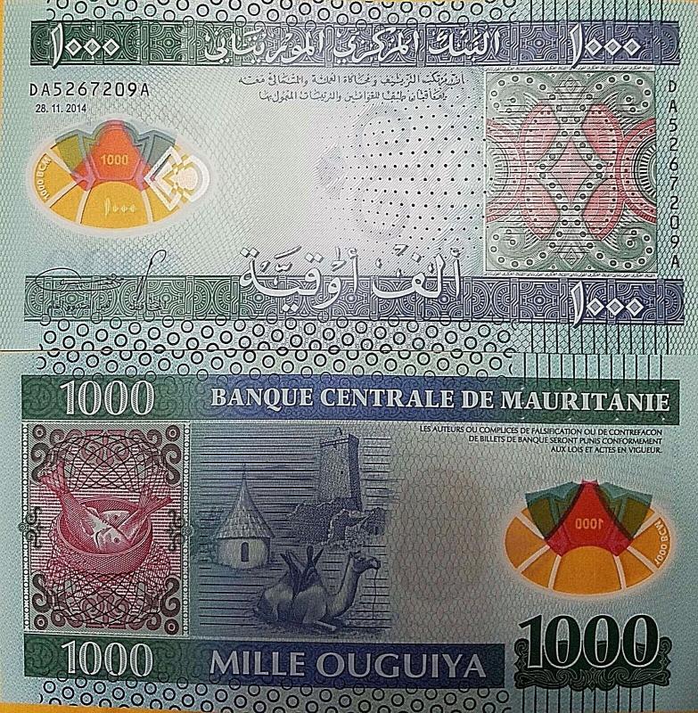 C) MAURITANIA BANK NOTES 1000 Ouguiya Polymer Money 2014 UNC NEW