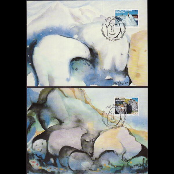 GREENLAND 2002 - Maximum Cards - 394-5 Sculptures Set of 2