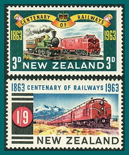 New Zealand 1963 Railway Centenary, mint #362-363,SG818-SG819