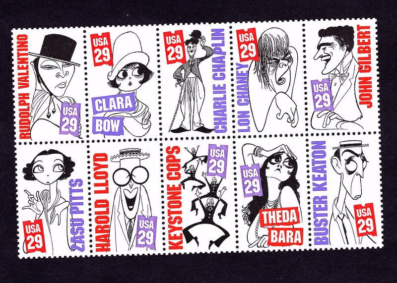 2819-28  Silent Screen Stars Block Of 10  (READY to MOUNT) Mint/nh  