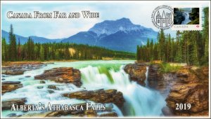 CA19-008, 2019,Far and Wide, Pictorial Postmark, First Day Cover, Athabasca Fall