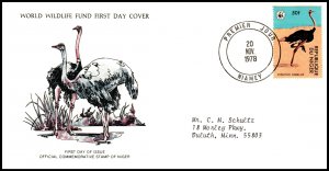 Niger 448 Ostrich WWF Typed FDC