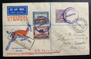 1932 Mariental South West Africa First Flight Airmail Cover FFC To Belgium