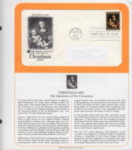 2007 Christmas Madonna by Luini Sc 4206 first day cover FDC, PCS info page