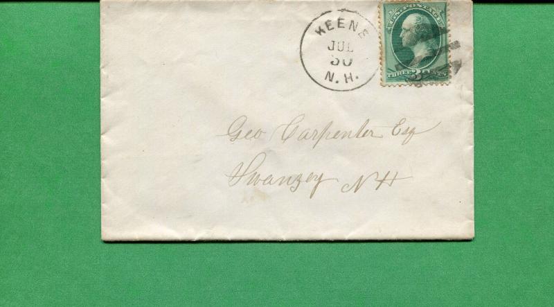 New Hampshire Cover - Keene c1875 W/ Circular Grid 3c Washington - S8535