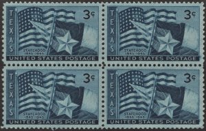 SC#938 3¢ Texas Statehood Issue Block of Four (1945) MDG