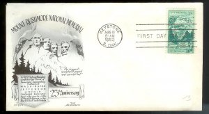 UNITED STATES FDC 3¢ Mount Rushmore 1952 Aristocrats Cachet