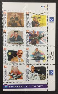 Micronesia 1994 #200 Block of 8, Pioneers of Flight, MNH(see note).