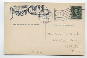 1908 South Sudbury MA handstamp flag cancel on #300 postcard scarce [4969]