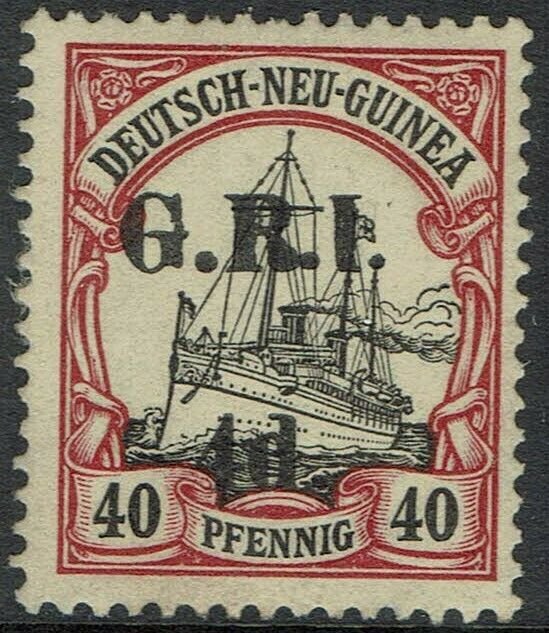 GRI NEW GUINEA 1914 YACHT 4D ON 40PF 6MM SPACING PART GUM