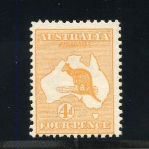 AUSTRALIA 1938 SCOTT #6 SG #6 4d KANGAROO & MAP MINT NEVER HINGED