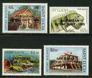 St Lucia 1985 Royal Visit Overprints set Sc# 796-802 NH