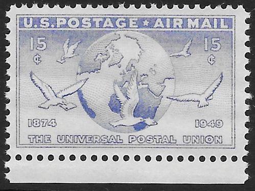 Scott C43 15¢ Doves & Globe Air Mail Single MNH