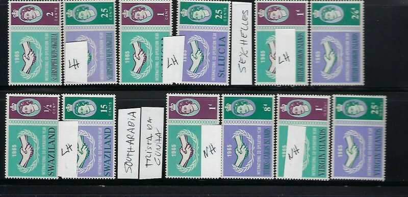 1965 INTL. COOPERATION - 24 (MISSING 8)  MINT SETS - 8 NH- 16 LIGHT HINGED 