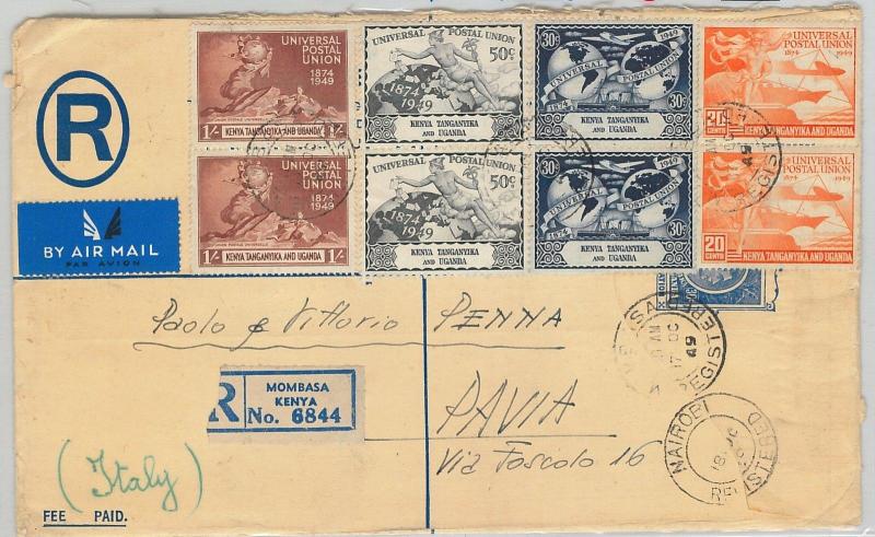 61373 -  British KUT - POSTAL HISTORY: REGISTERED STATIONERY COVER to ITALY 1949