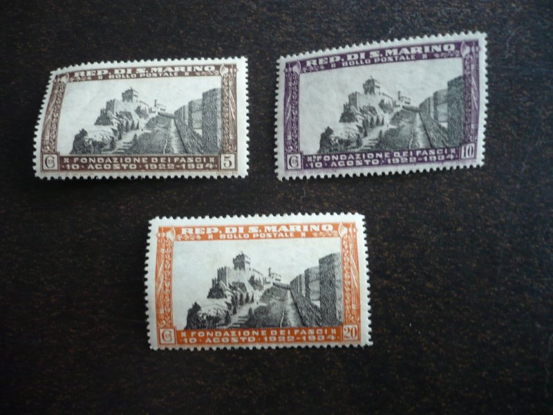 Stamps - San Marino - Scott# 161-163 - Mint Hinged Partial Set of 3 Stamps