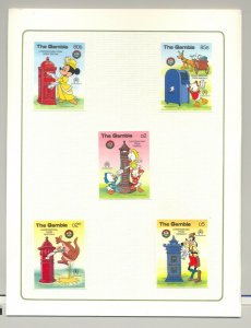 Gambia #644-649 Disney Christmas 5v & 1v S/S Imperf Chromalin Proofs in Folder