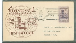 US 857 1939 3c tercentennial of the printing press in america on an addressed fdc, with a george norman cachet, with an unoffici