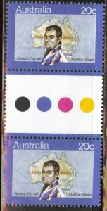 AUSTRALIA Scott 726 MNH** 1980 Flinders Map Gutter pairs