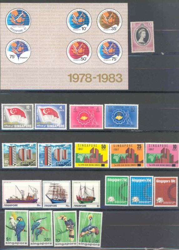 SINGAPORE LOT OF STAMPS AND SOUVENIR SHEETS  MINT NH AS  SHOWN