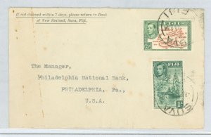 Fiji 117/134 1948 Royalty/King George VI; Bank of New Zealand suva stationery, vertical centerfold.