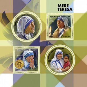 Togo - 2019 Mother Teresa - 4 Stamp Sheet - TG190158a