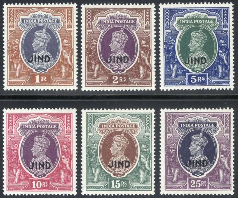 India Jind 1941 1r-25r GVI SG 131-136 Scott 159-164 UMM/MNH Cat £350($462)++