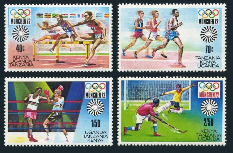 Kenya,Uganda,Tanzania 250-253a,MNH.Michel 238-241,Bl.2. Olympics Munich-1972.