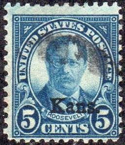 United States 663 - Used - 2c T. Roosevelt / Kansas Ovpt. (1929) (cv $11.65)