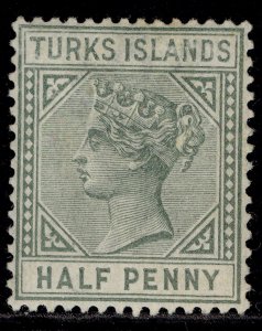 TURKS & CAICOS ISLANDS QV SG53a, ½d pale green, M MINT.