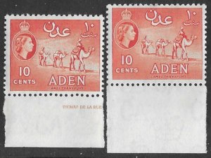 Aden # 67  Camels 10c  New Watermark - shade varieties (2)  VLH Unused