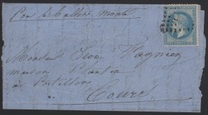 France 1870 Balloon Monde (Balloon Post) Letter Backstamped Calais, Tours