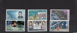 MONACO 1964-1986 SPACE SET OF 6 STAMPS MNH
