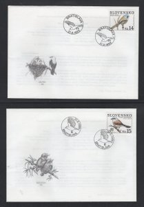 Slovakia #339a-c  (1999 Birds set) from sheet on unaddressed FDCs (x3)