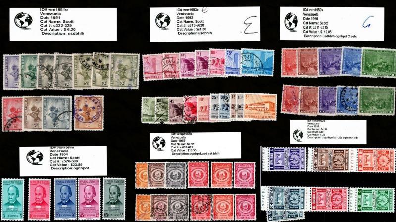 VINTAGE:VENEZUELA ASSORTMENT USD,OG,NH SCOTT  $1435 EST LOT # 2000