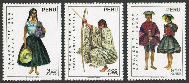 Peru C344,C345,C347,MNH.Michel 872-874. Regional costumes,set 1,09.29.1972.