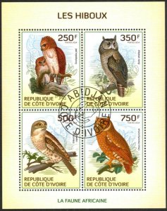 Ivory Coast 2014 Birds Owls Sheet Used / CTO