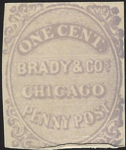 US Scott #23L1 Mint Fine Local Stamp Brady & Co Penny Post Chicago