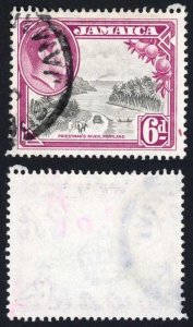 Jamaica SG128aa 6d Perf 12.5 Variety Large Mark outside Right Frame