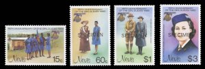 Nevis #423-426S, 1985 Girl Scouts, set of four overprinted Specimen, never hi...