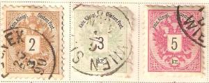 Austria Early. Set of three 1883  used