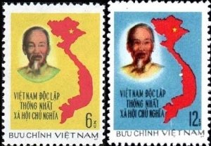 Vietnam 1976 MNH Stamps Scott 846-847 Peace Ho Chi Minh Map Unification
