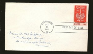 USA 1313 Polish Eagle 1966 First Day Cover