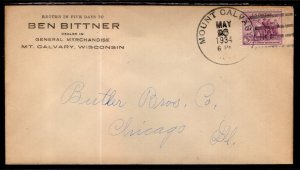 US Ben Bittner General Merchandise,Mt Calvary,WI 1934 Cover