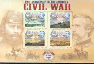 BEQUIA  AMERICAN CIVIL WAR BATTLE OF GETTYSBURG SHEET MINT NEVER HINGED